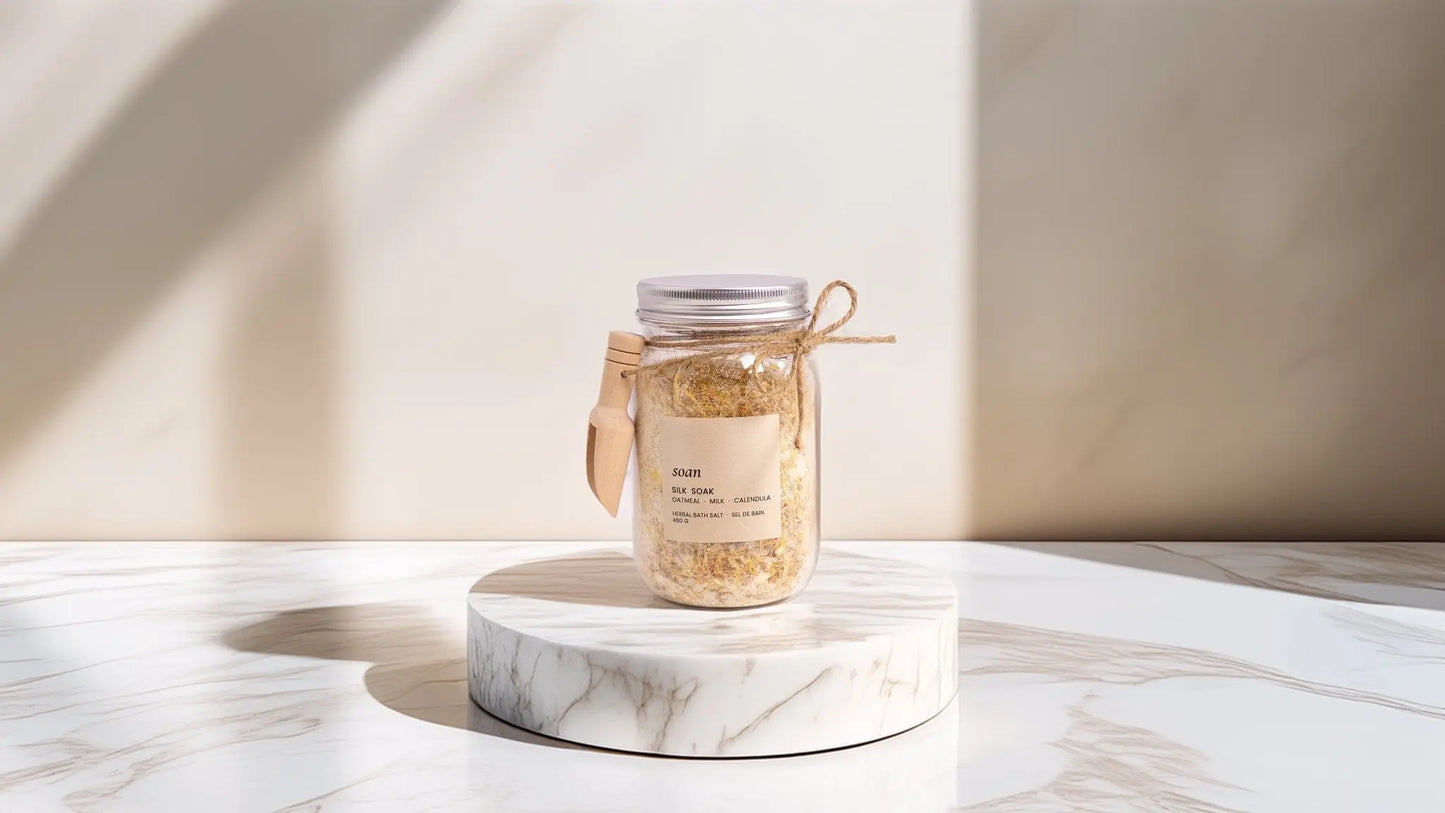 Silk Soak | Bath Salt | Oatmeal + Calendula + Milk Bath Soak - soan