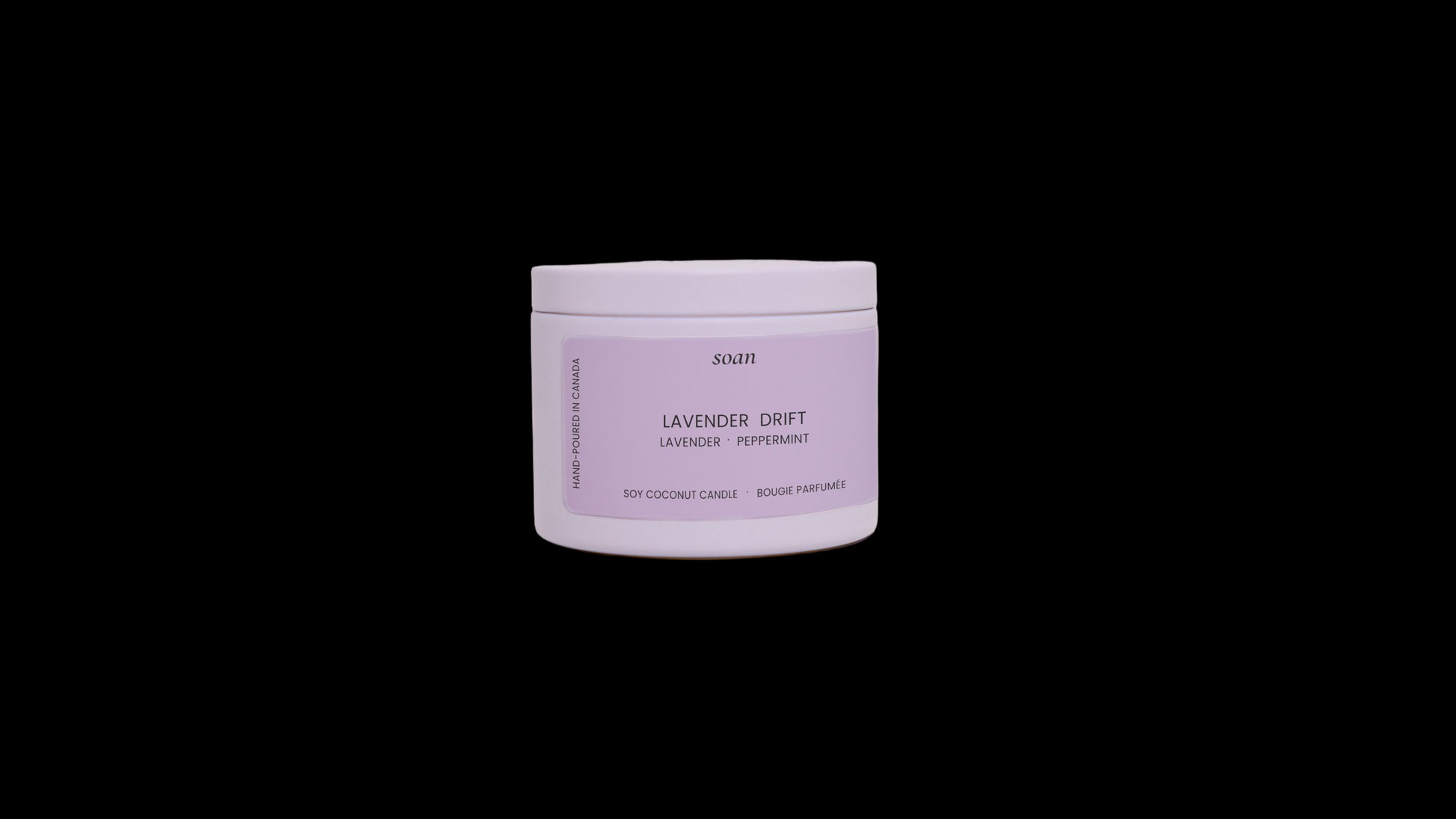 Purple jar labeled 'Lavender Drift' on a white background