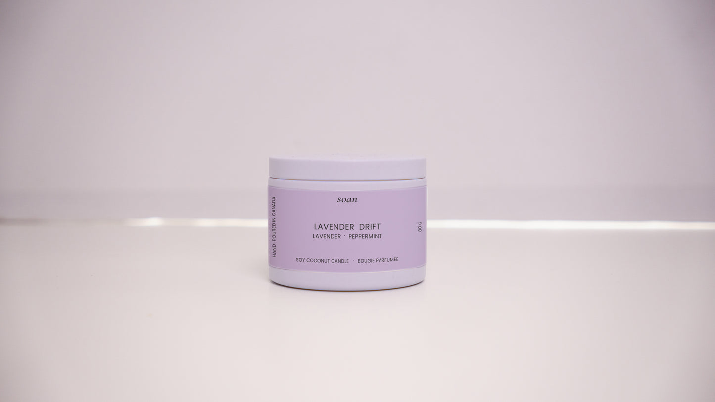 Lavender Drift | Lavender + Peppermint | Tin Soy Candle
