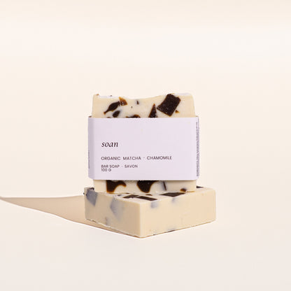 Bar of Matcha soap with chamomile oil 