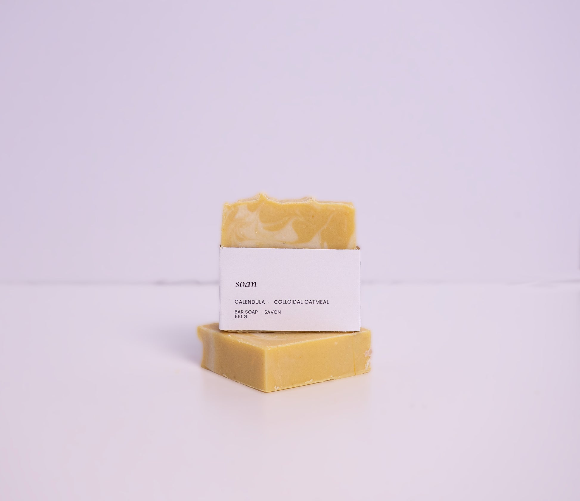 Soan's two bars of calendula oatmeal soap 