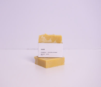 Soan's two bars of calendula oatmeal soap 