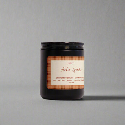 Candle with a label on a white background