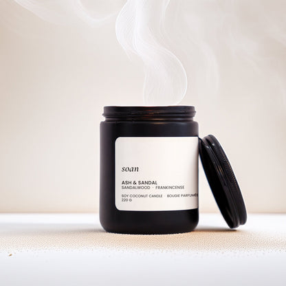 Ash & Sandal | Sandalwood + Frankincense | Soy Candle - soan
