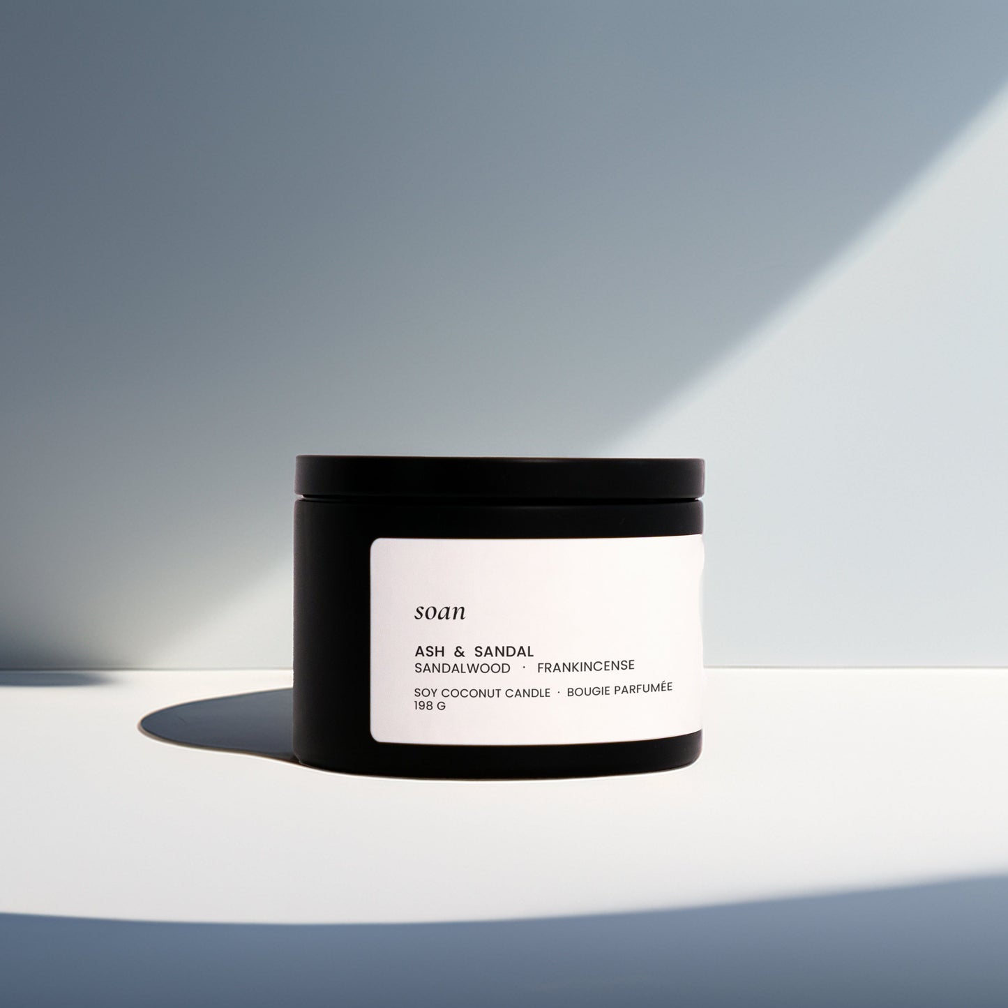 Tin soy candle on the white background