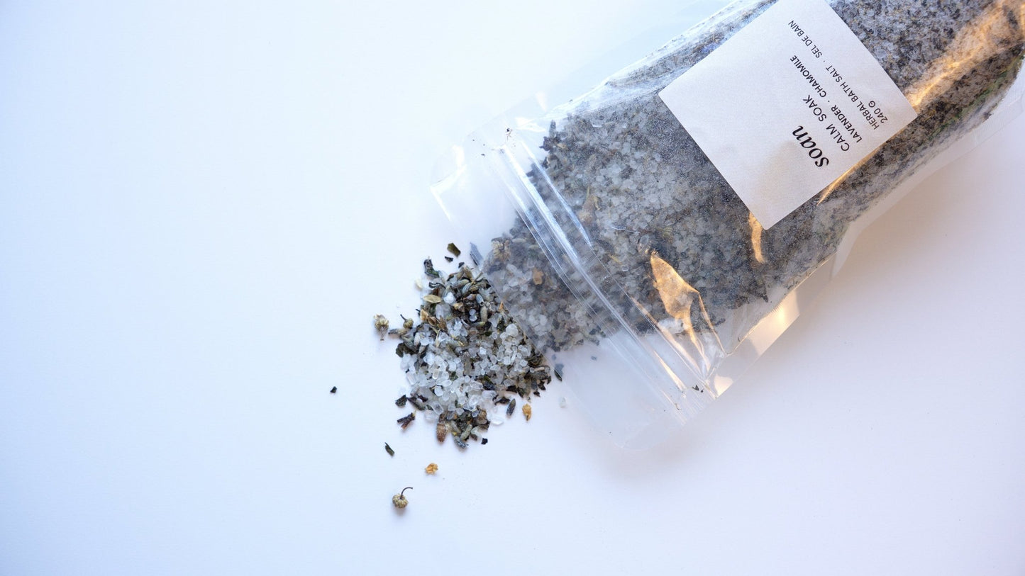 Calm Soak | Bath Salt | Peppermint + Lavender + Chamomile Herbal Bath Soak - soan