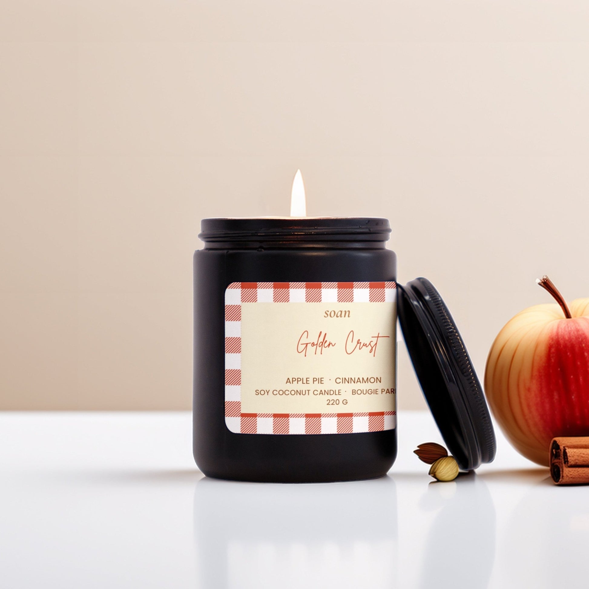 Golden Crust | Apple Pie + Cinnamon | Soy Candle - soan