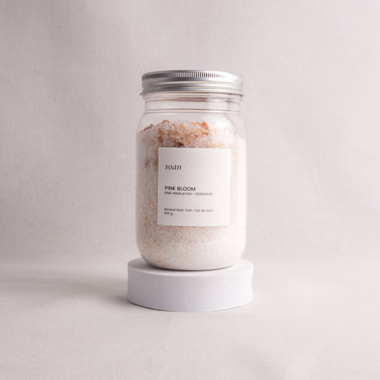 Pink Bloom floral mineral bath salt with Pink Himalayan salt and lavender essential oil